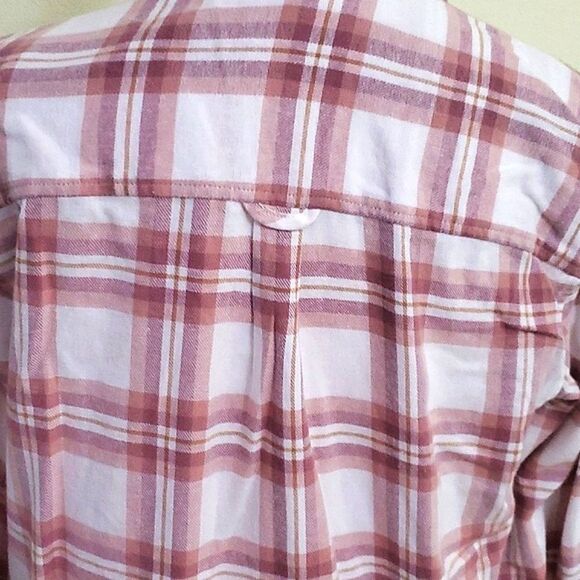 PacSun Cream & Mauve Plaid Western Festival Button Down Cotton Flannel Shirt - Picture 7 of 12